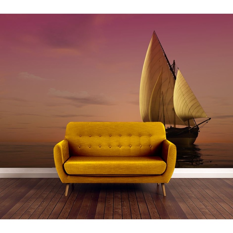 Wallpaper Murals Peel and Stick Removable Stunning Boat on Beach Scenery High Quality