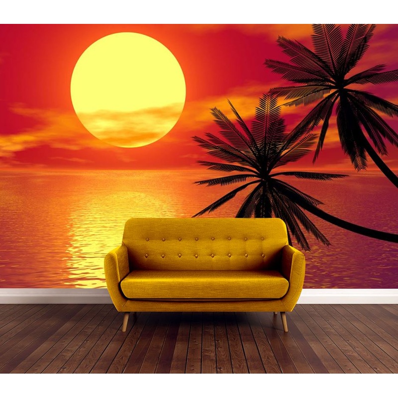 Wallpaper Murals Peel and Stick Removable Stunning Sunset at Beach Photograph High Quality