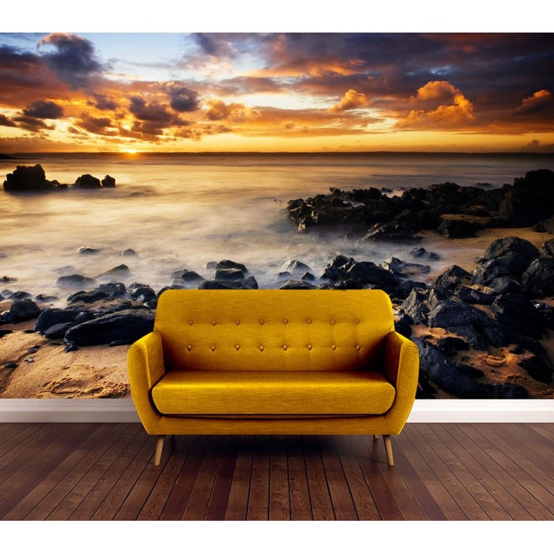Wallpaper Murals Peel and Stick Removable Stunning Sunset Beach Scenery High Quality