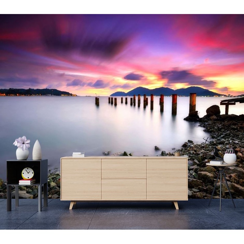 Wallpaper Murals Peel and Stick Removable Stunning Sunset River Photograph High Quality