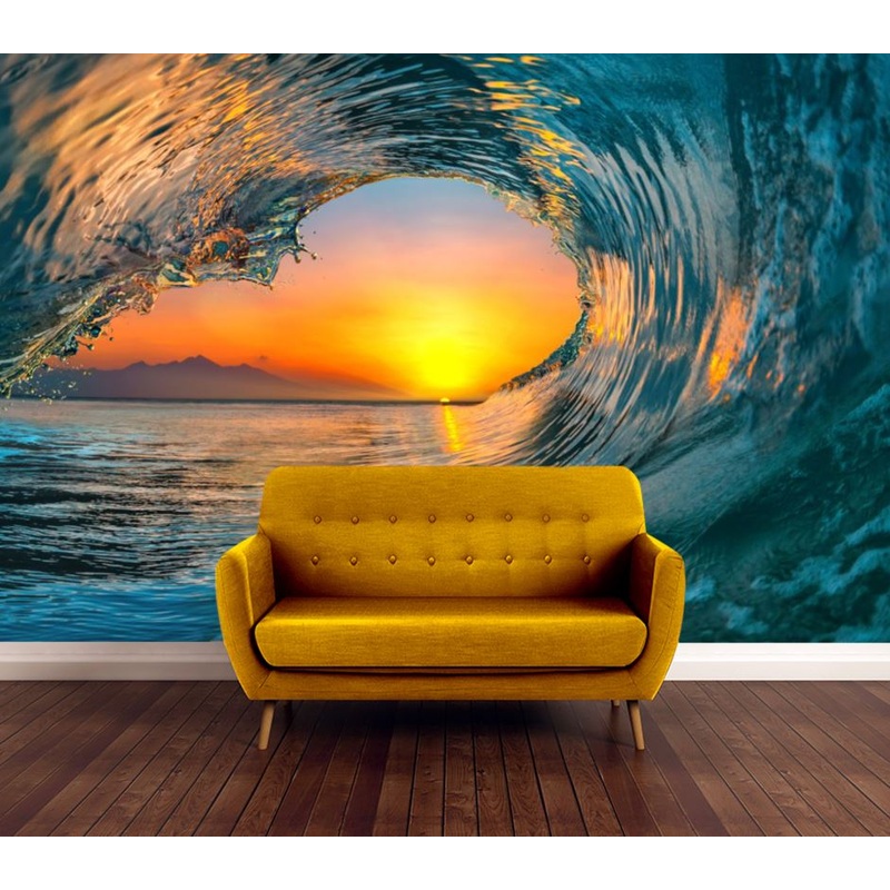 Wallpaper Murals Peel and Stick Removable Sun View Through Sea Wave High Quality