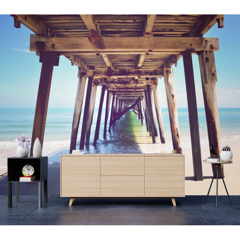 Wallpaper Murals Peel and Stick Removable View Under Wooden Pier Photograph High Quality