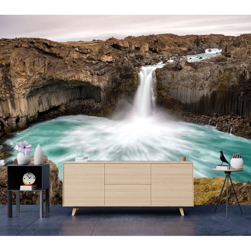 Wallpaper Murals Peel and Stick Removable Waterfall in the Highlands of Iceland Photograph High Quality