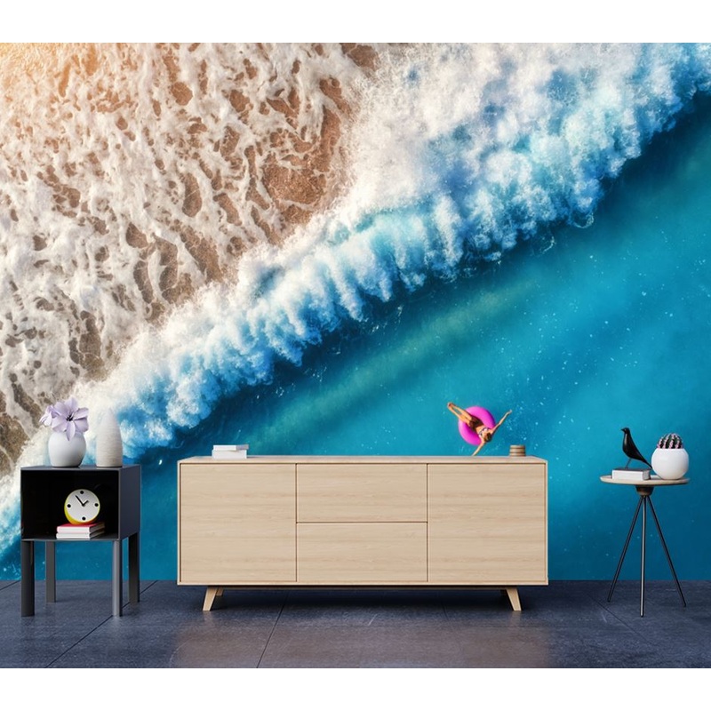 Wallpaper Murals Peel and Stick Removable Woman on Sea Aerial View Scenery Photograph High Quality