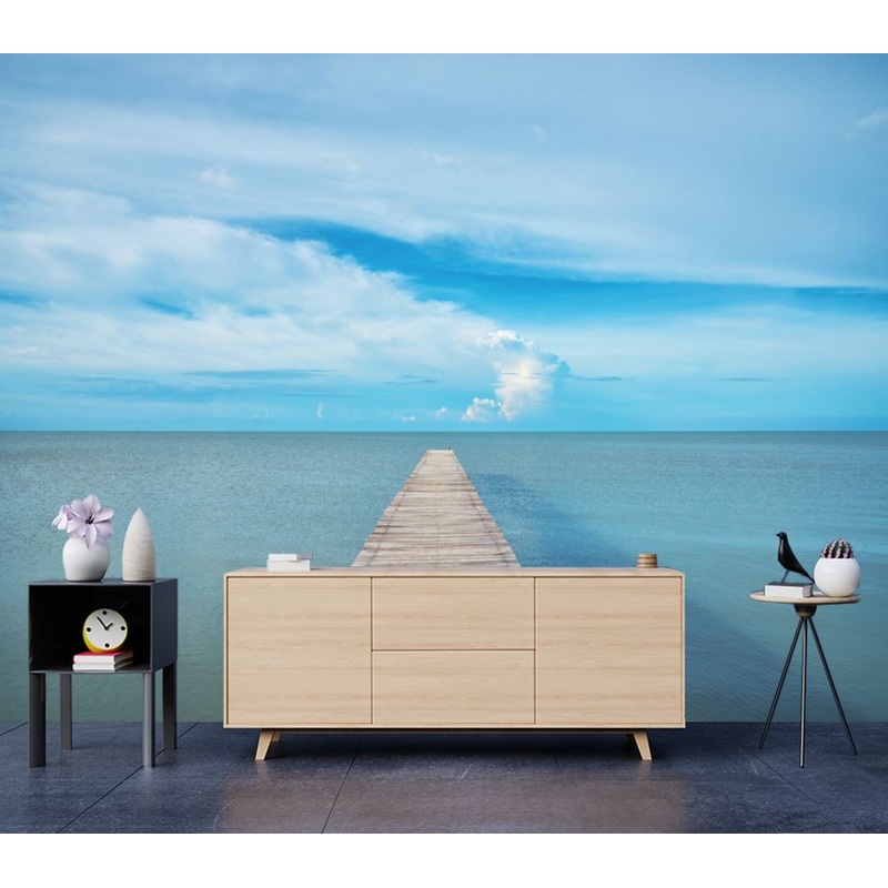 Wallpaper Murals Peel and Stick Removable Wooden Pier Over the Beach High Quality