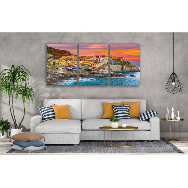 3 Set of City Near Sea Photograph High Quality Print 100% Australian Made Wall Canvas Ready to Hang