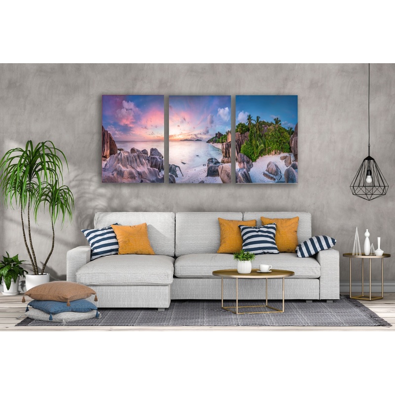 3 Set of Sea & Island Scenery Sunset Photograph High Quality Print 100% Australian Made Wall Canvas Ready to Hang