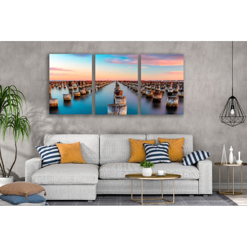 3 Set of Sea Wave Breakers Photograph High Quality Print 100% Australian Made Wall Canvas Ready to Hang