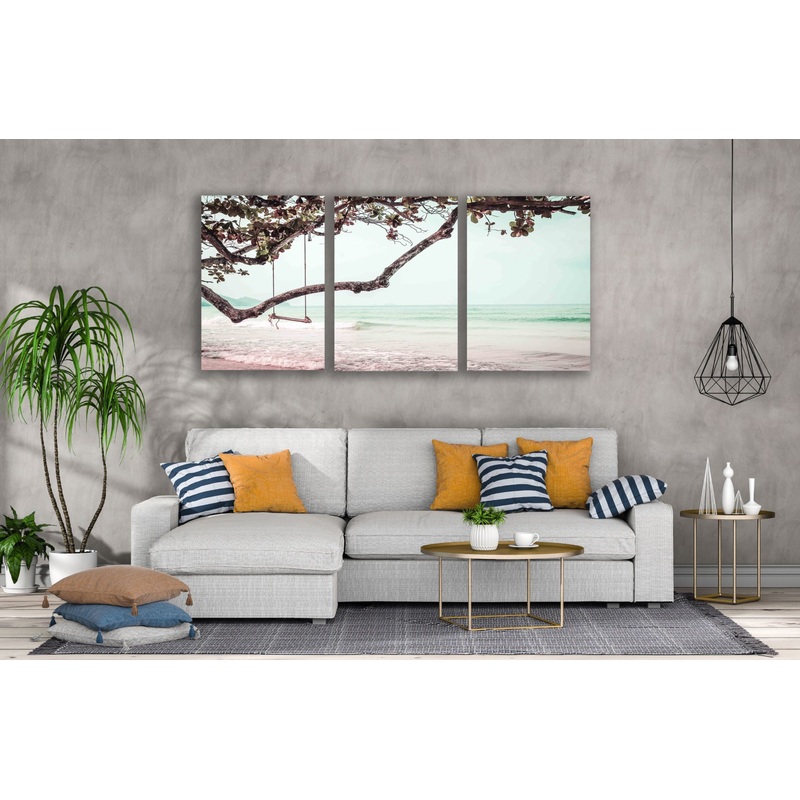 3 Set of Swing in a Tree & Sea Scenery Photograph High Quality Print 100% Australian Made Wall Canvas Ready to Hang