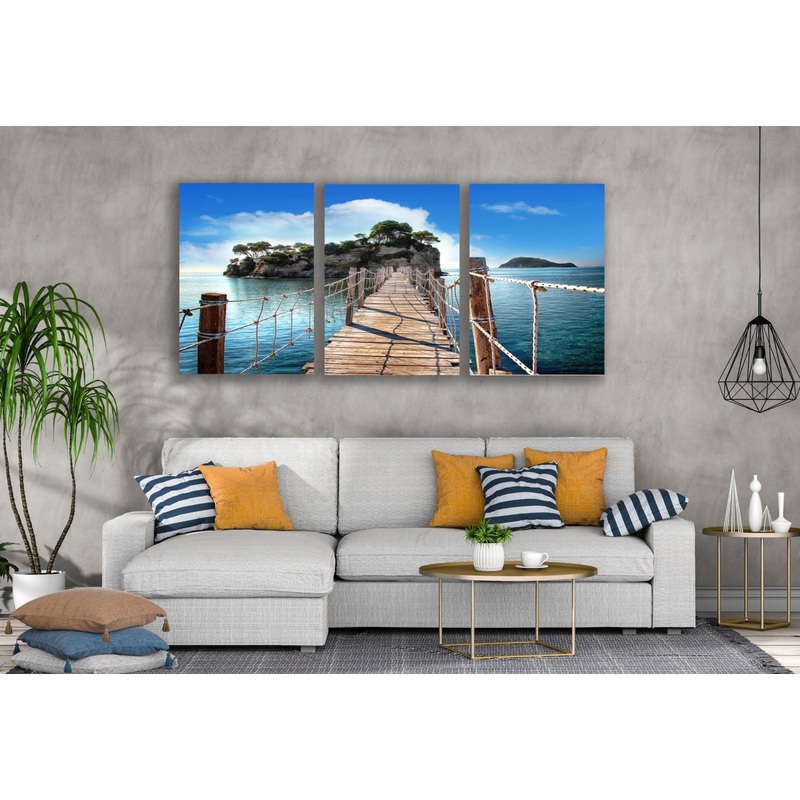 3 Set of Wooden Bridge to Island Photograph High Quality Print 100% Australian Made Wall Canvas Ready to Hang