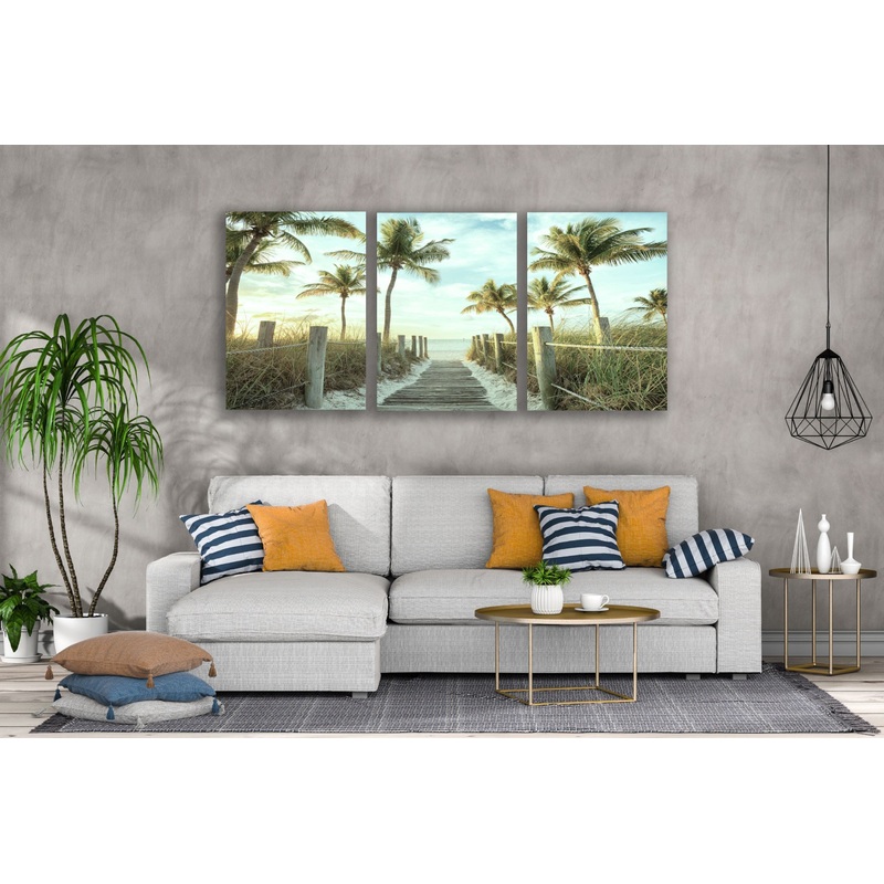 3 Set of Wooden Path to Beach High Quality Print 100% Australian Made Wall Canvas Ready to Hang