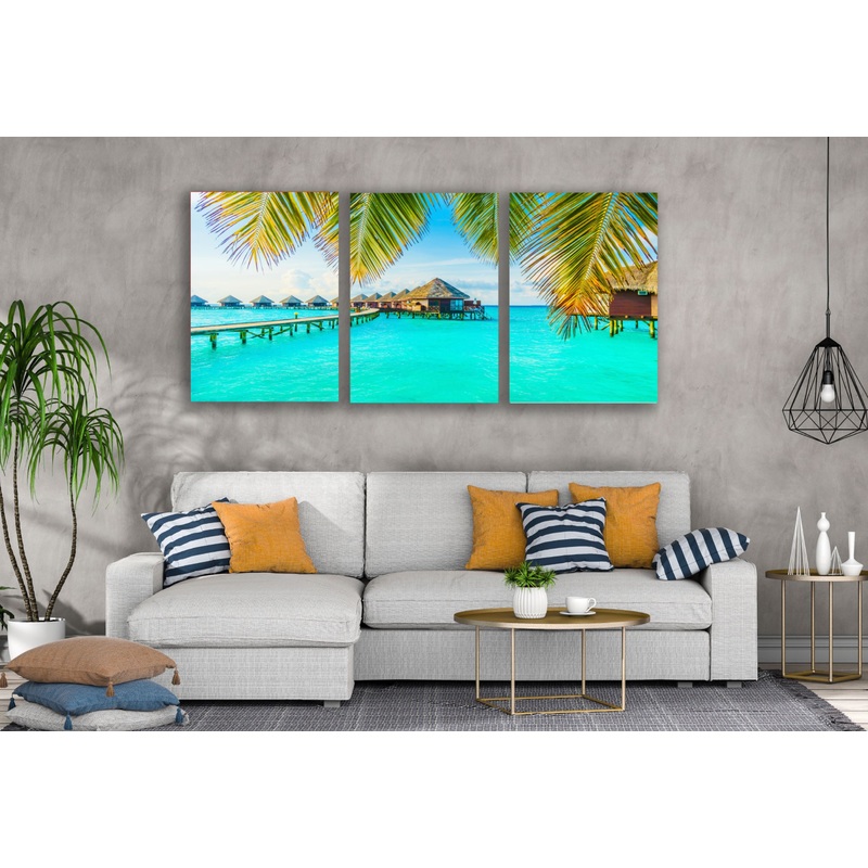 3 Set of Wooden Pier & Beach Hut Photograph High Quality Print 100% Australian Made Wall Canvas Ready to Hang