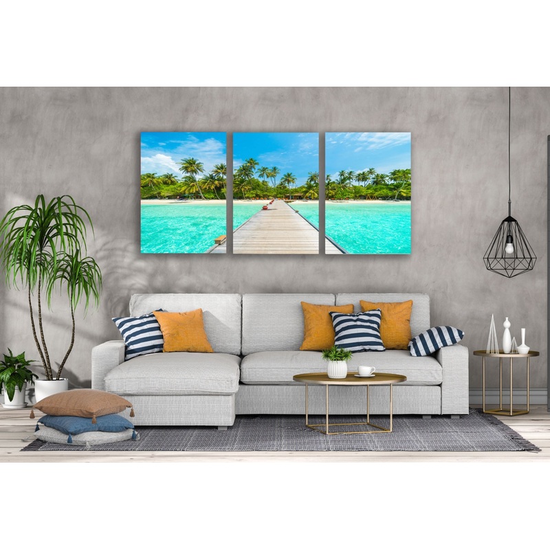 3 Set of Wooden Pier Over Sea Photograph High Quality Print 100% Australian Made Wall Canvas Ready to Hang