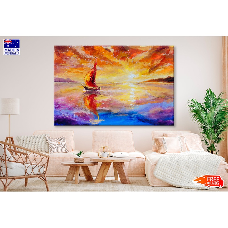 Beautiful Sunset, Dawn Over Sea Oil Painting Wall Art Limited Edition High Quality Print