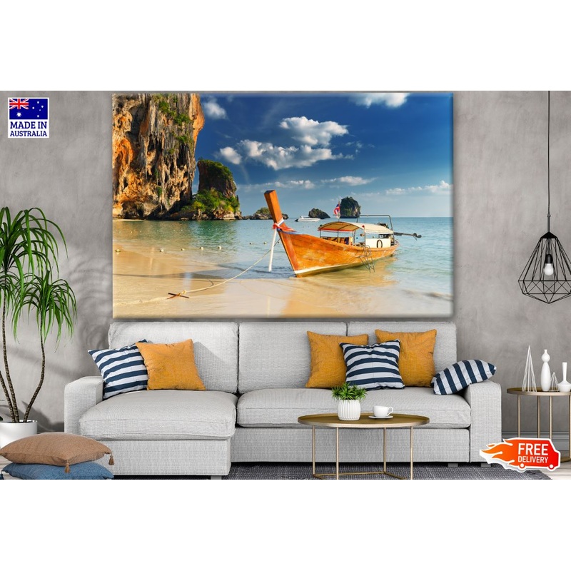 Thai Traditional Boats on Railay Beach, Krabi Print 100% Australian Made