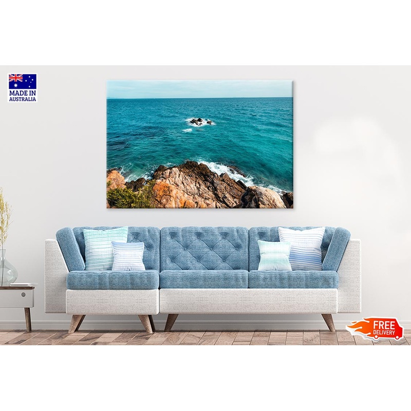 Tropical Beach At Island & Rocks Print 100% Australian Made