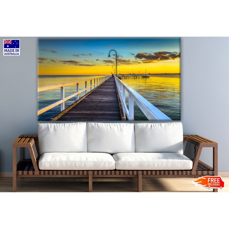 Wooden Bridge Over Beach at Sunset Photograph Print 100% Australian Made