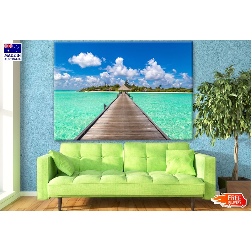 Wooden Pier Over Beach Scenery Photograph Print 100% Australian Made