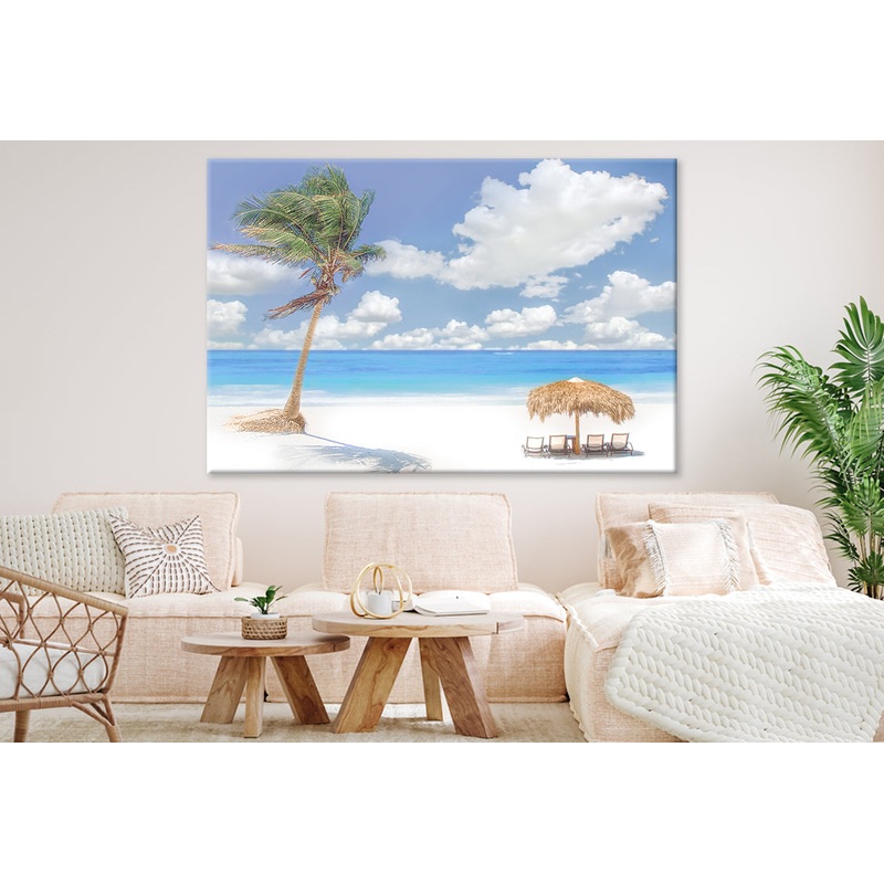 Beach Hut and Coconut Tree Print 100% Australian Made