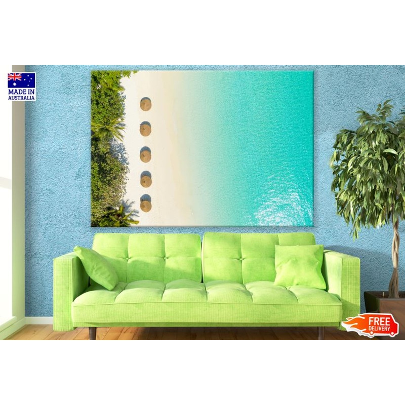 Beach Huts & Blue Sea Aerial View Photograph Print 100% Australian Made