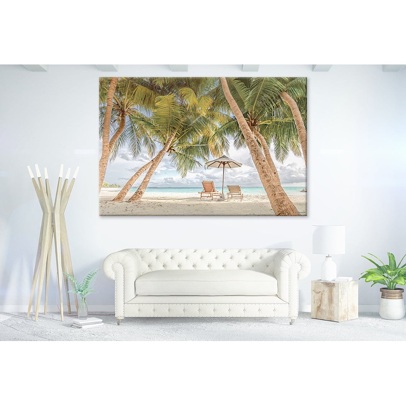 Beach Scenery Palms and Sun Beds Print 100% Australian Made