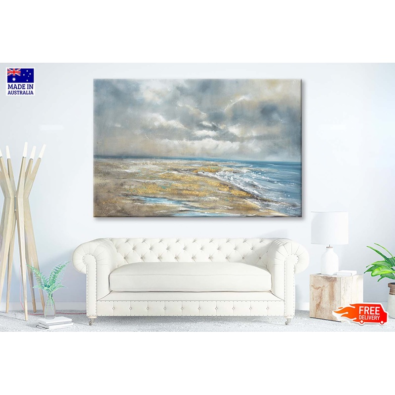 Beach, Waves, Blue Sea, Oil Painting Wall Art Limited Edition High Quality Print