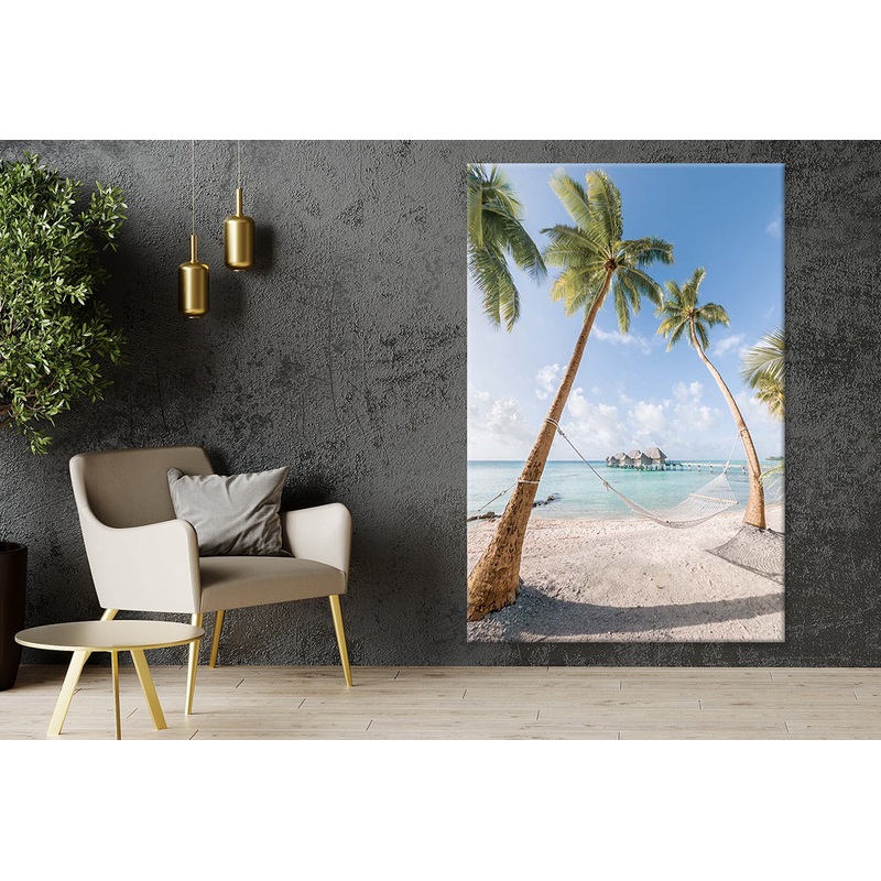 Beach with Palm Trees and Hammock Print 100% Australian Made