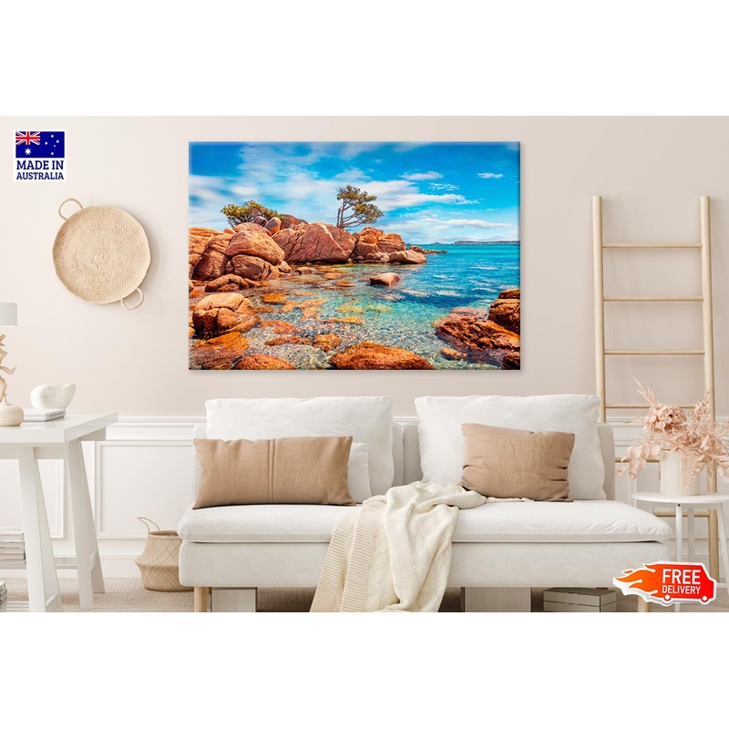 Beach With Sand & Granite Rocks Print 100% Australian Made
