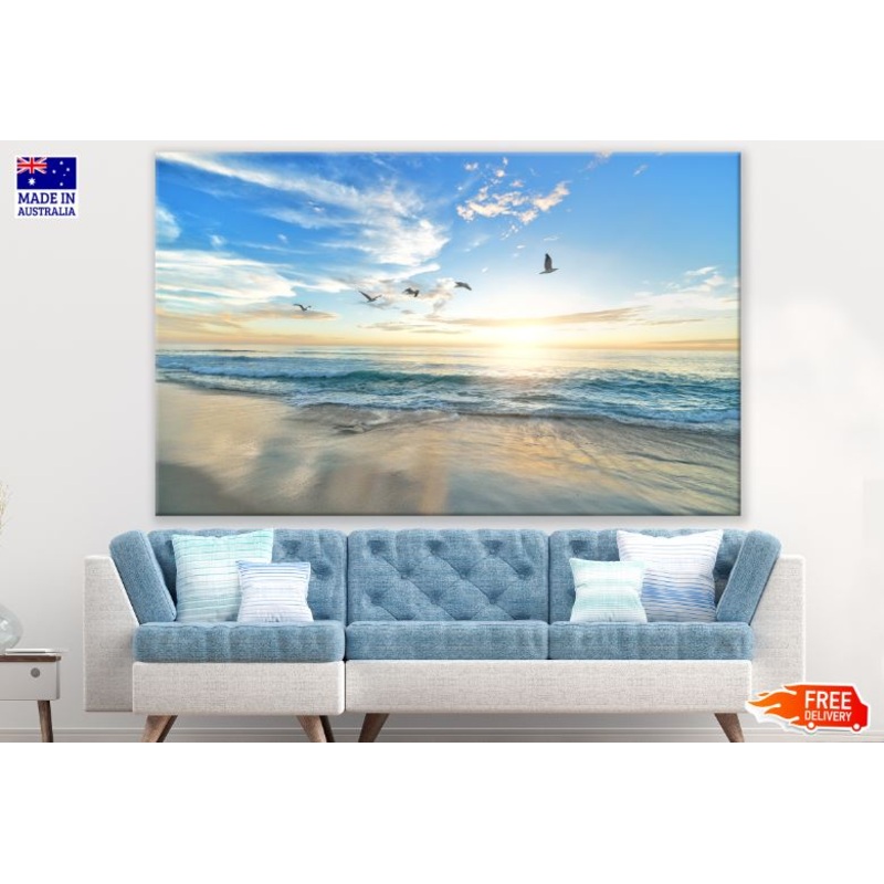 Birds Flying Over the Sea Sunset Photograph Print 100% Australian Made