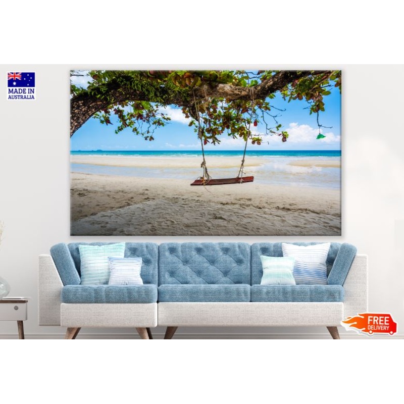 Swing on a Tree Sea Scenery Photograph Print 100% Australian Made