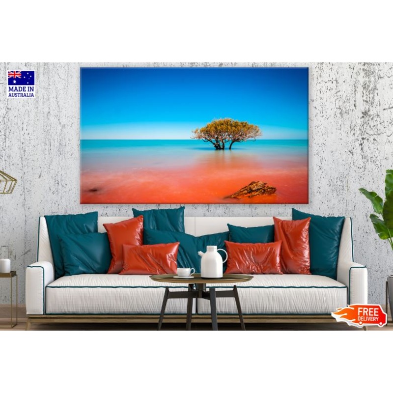 Tree in Colorful Sea Scenery Photograph Print 100% Australian Made