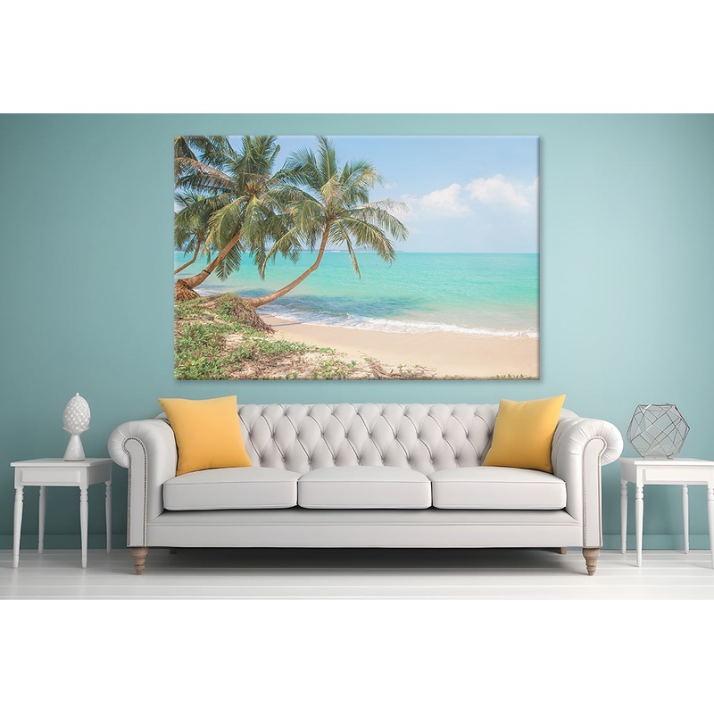 Tropical Beach with Coconut Palm Trees Print 100% Australian Made