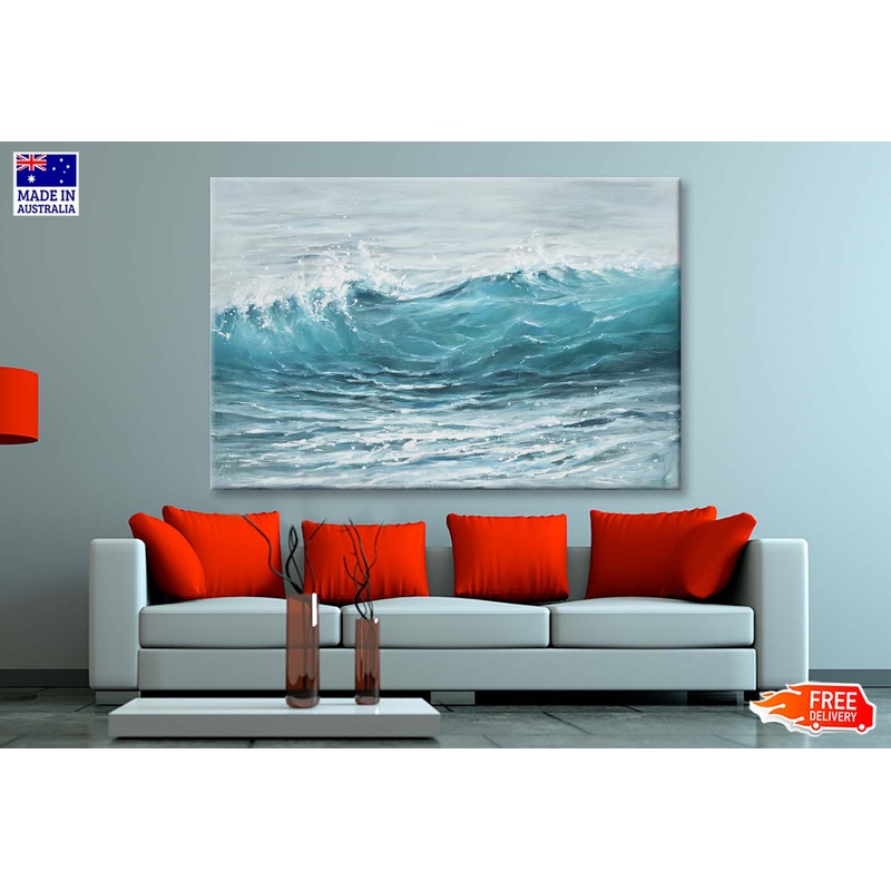 Waves, Blue Sea Design, Oil Painting Wall Art Limited Edition High Quality Print