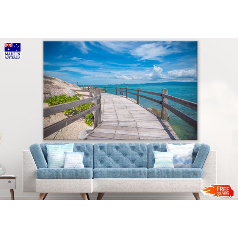 Wooden Bridge Over Sea Photograph Print 100% Australian Made