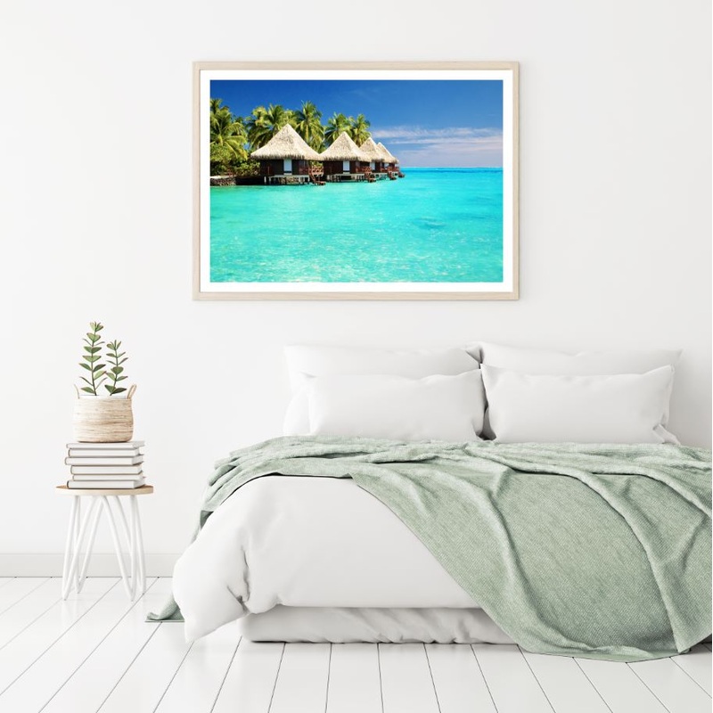 Beach Huts Scenery Photograph Home Decor Premium Quality Poster Print Choose Your Sizes