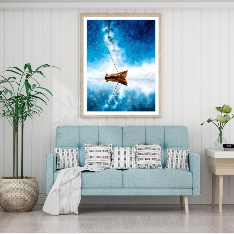 Boat & Sky Abstract Painting Home Decor Premium Quality Poster Print Choose Your Sizes