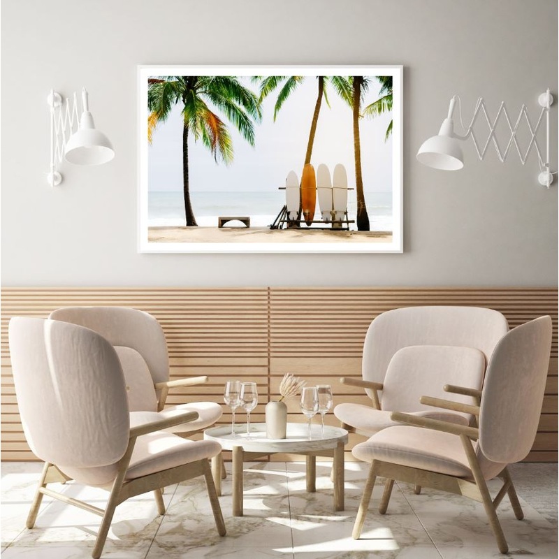 Surf Boards & Palm Trees Scenery Photograph Home Decor Premium Quality Poster Print Choose Your Sizes