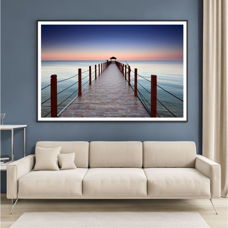 Wooden Bridge Over Sea   Photograph Home Decor Premium Quality Poster Print Choose Your Sizes