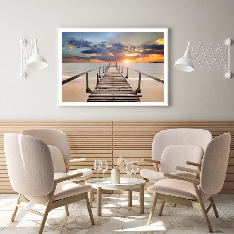 Wooden Pier Over Sea   Photograph Home Decor Premium Quality Poster Print Choose Your Sizes