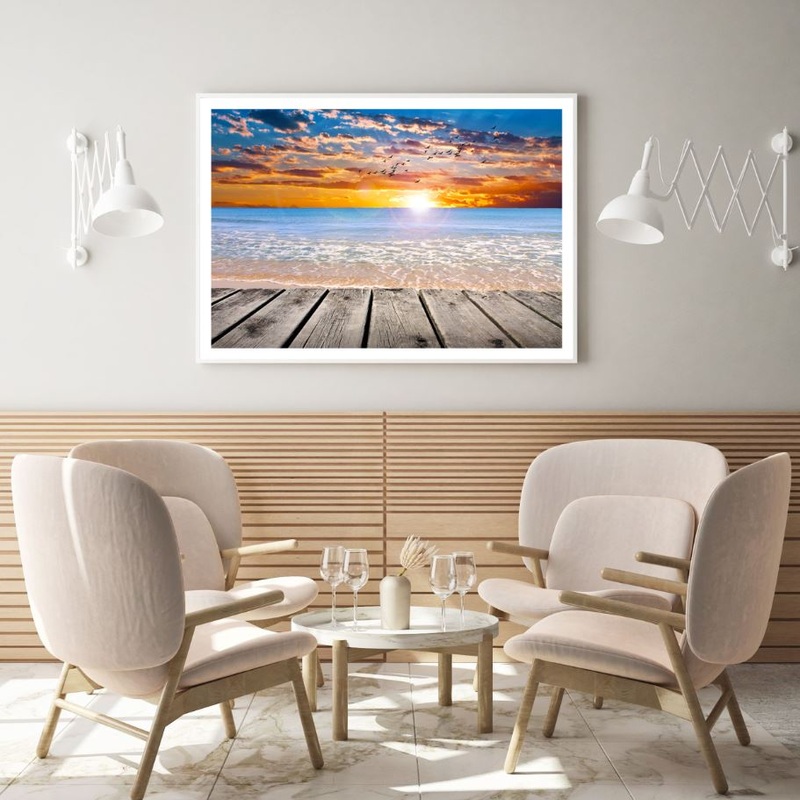 Wooden Pier Over Sea Sunset View Home Decor Premium Quality Poster Print Choose Your Sizes