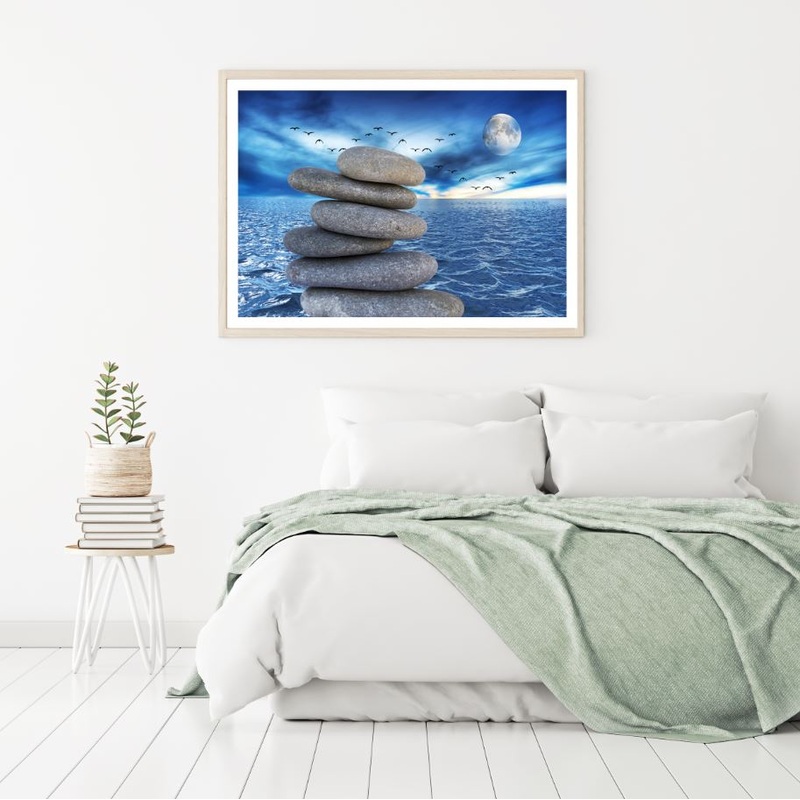 Zen Stones & Sea View Photograph Home Decor Premium Quality Poster Print Choose Your Sizes