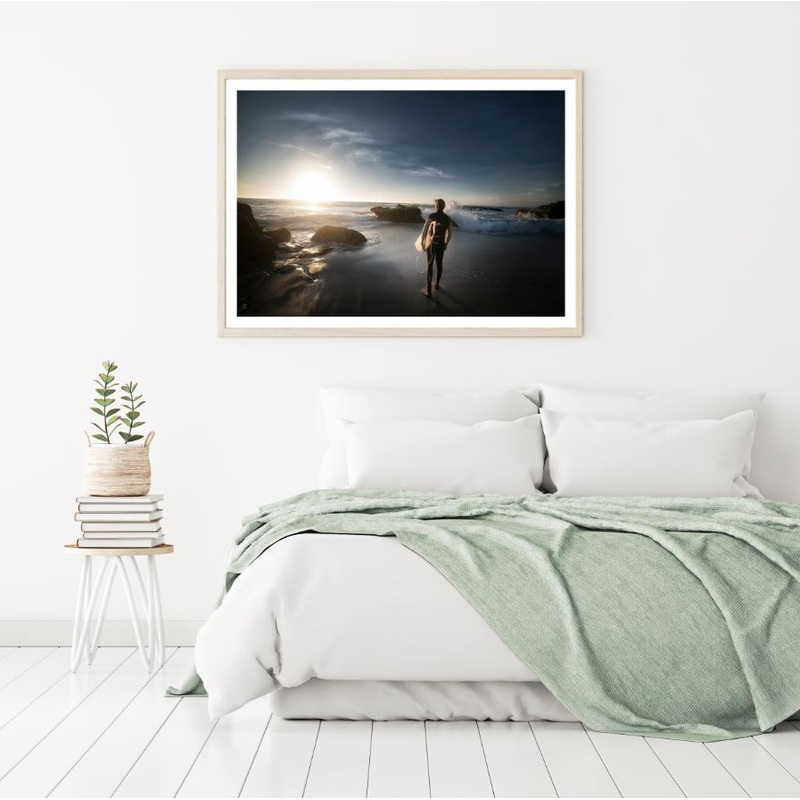 Surfer on Beach Scenery View Home Decor Premium Quality Poster Print Choose Your Sizes