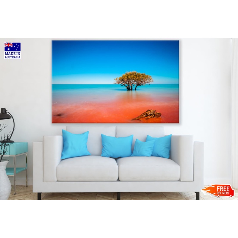 Tree in Sea Scenery Photograph Print 100% Australian Made