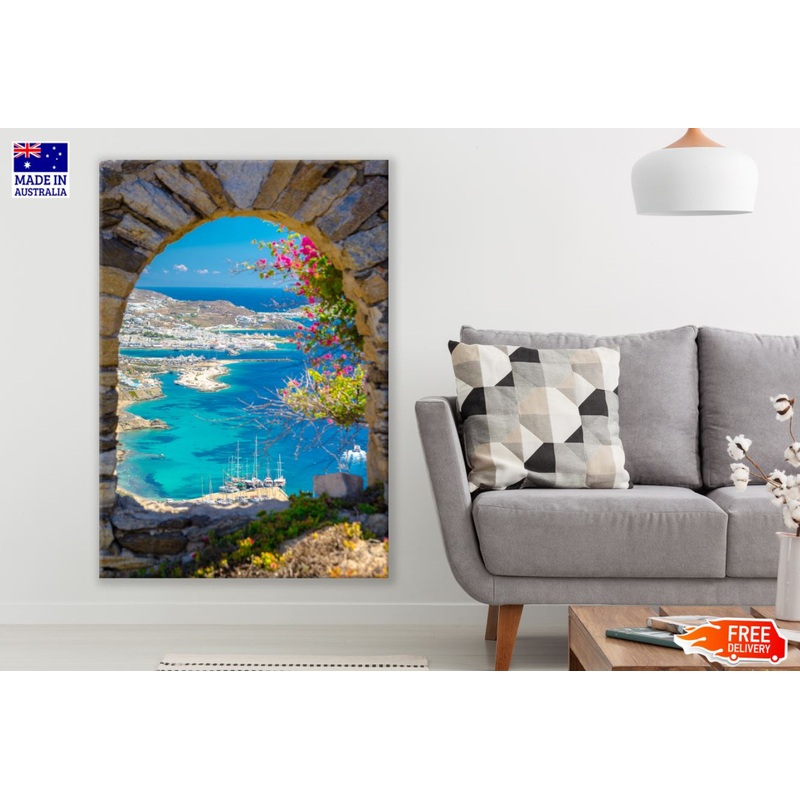 Arch Shaped Wall & Sea Bay View Print 100% Australian Made