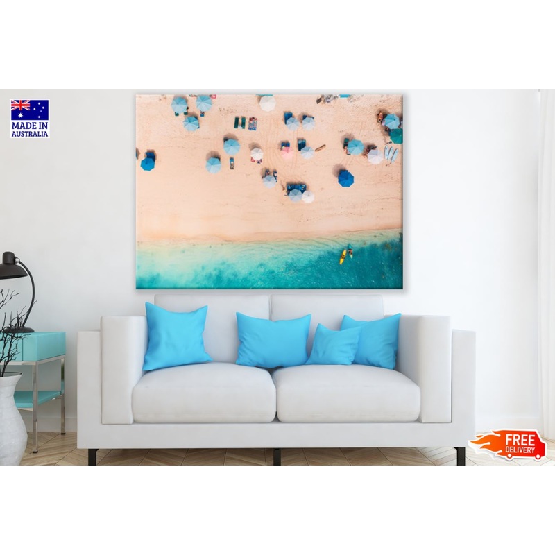 Beach Huts & Sea Aerial View Print 100% Australian Made
