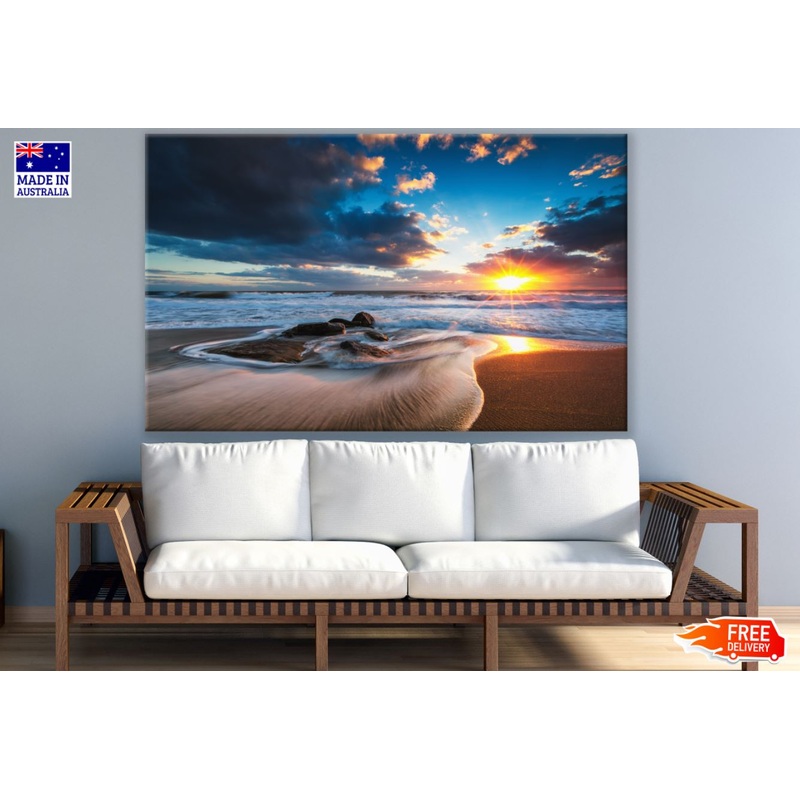 Sunset Sea Scenery Photograph Paint Print 100% Australian Made