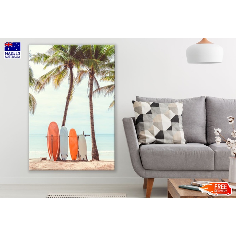 Surf Boards & Palm Trees At Sea Print 100% Australian Made