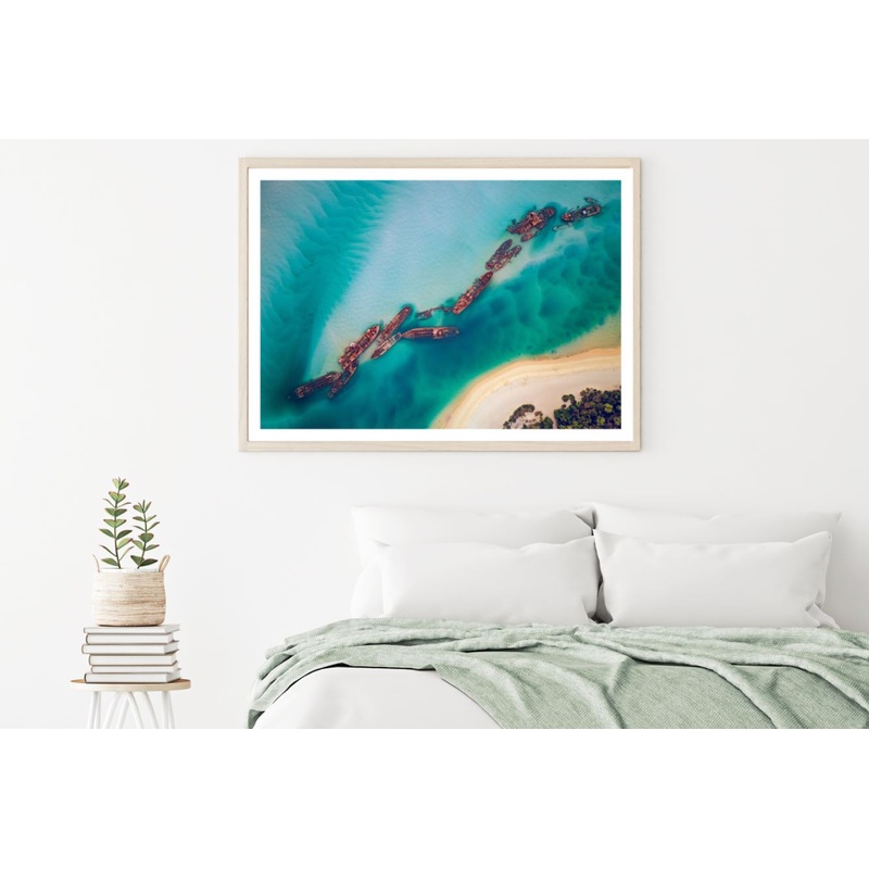 Wrecked Ships in Sea Aerial View Home Decor Premium Quality Poster Print Choose Your Sizes