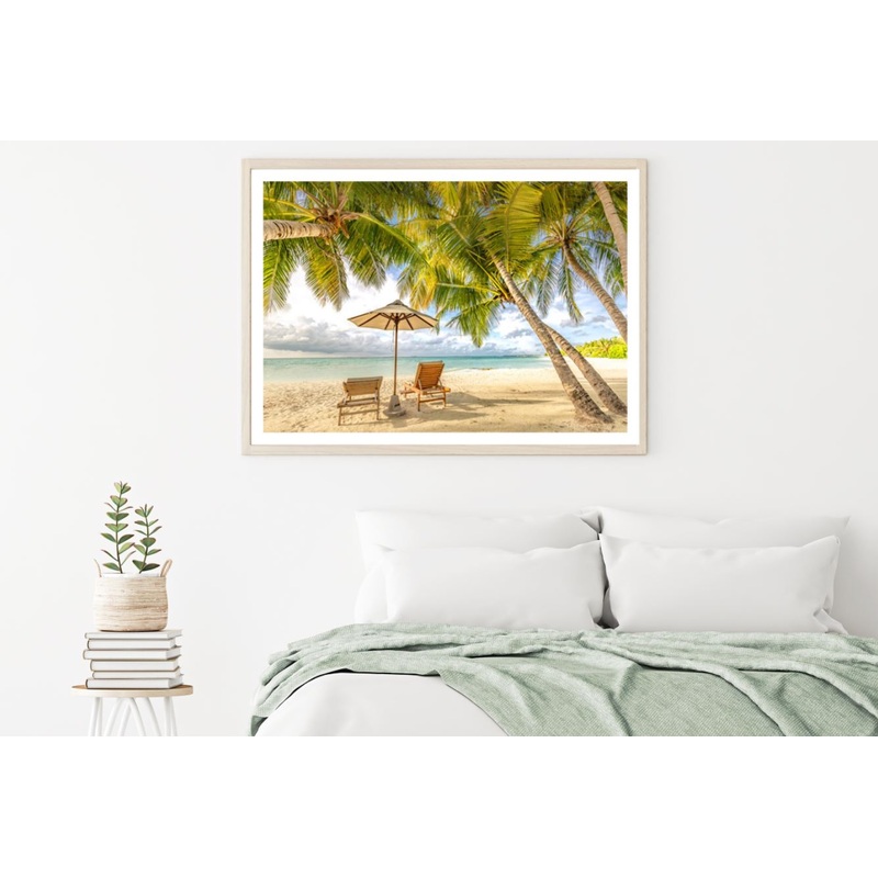Beach Hut & Chairs Sea Scenery Home Decor Premium Quality Poster Print Choose Your Sizes