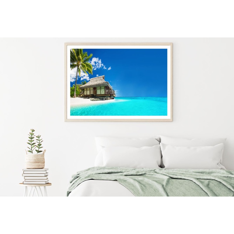 Beach Hut on Sea Photograph Home Decor Premium Quality Poster Print Choose Your Sizes